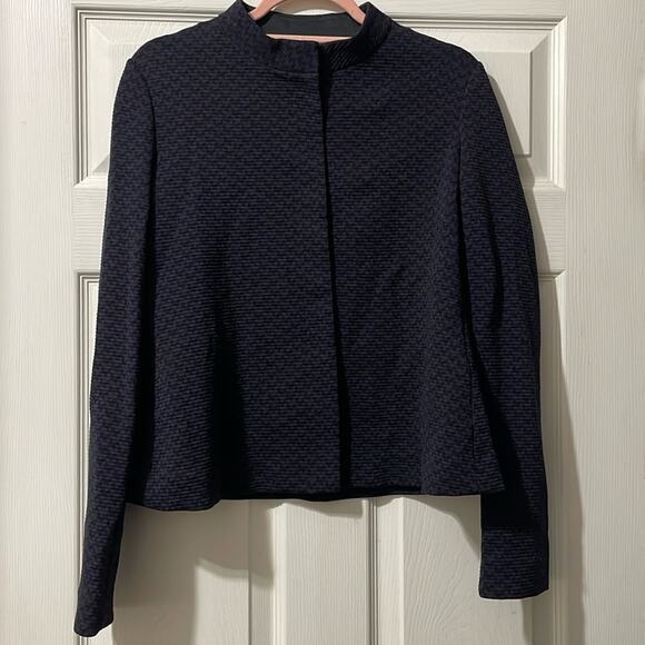Emporio Armani Women's Blazer Jacket Ribbed Knit Silk Blend Large Retails $545 - Picture 2 of 11